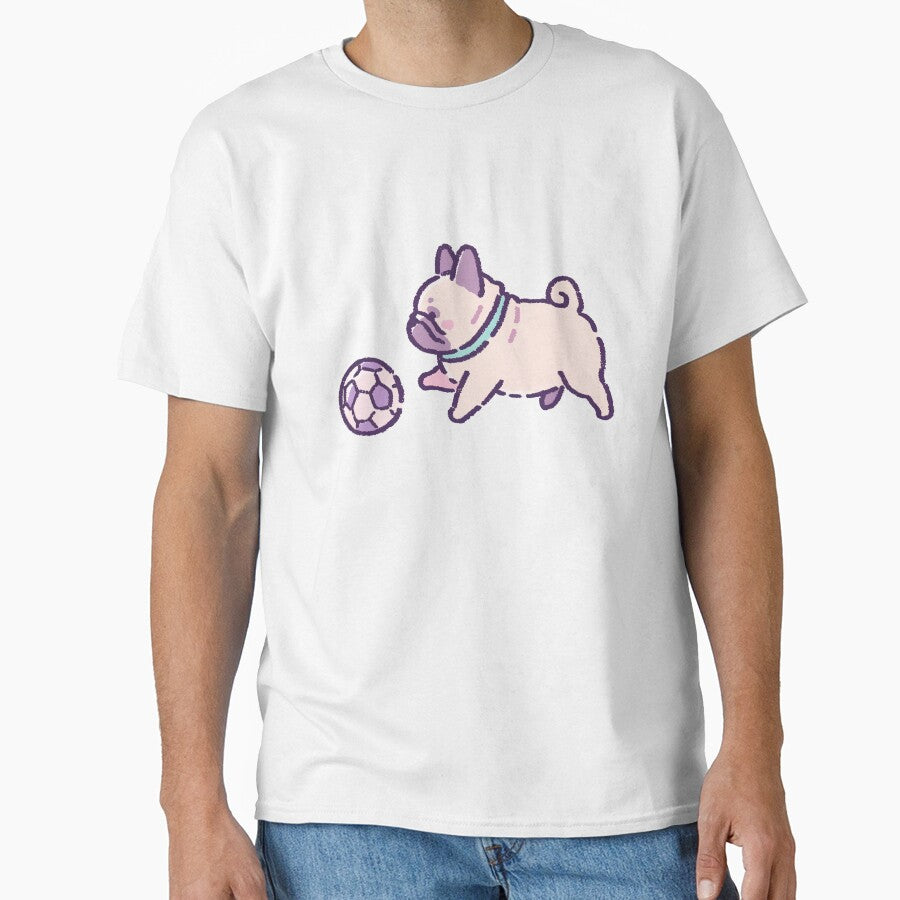 French Bulldog Soccer Football Illustration, Cute Pastel Puppy Playing Ball by Magnificent Lizard