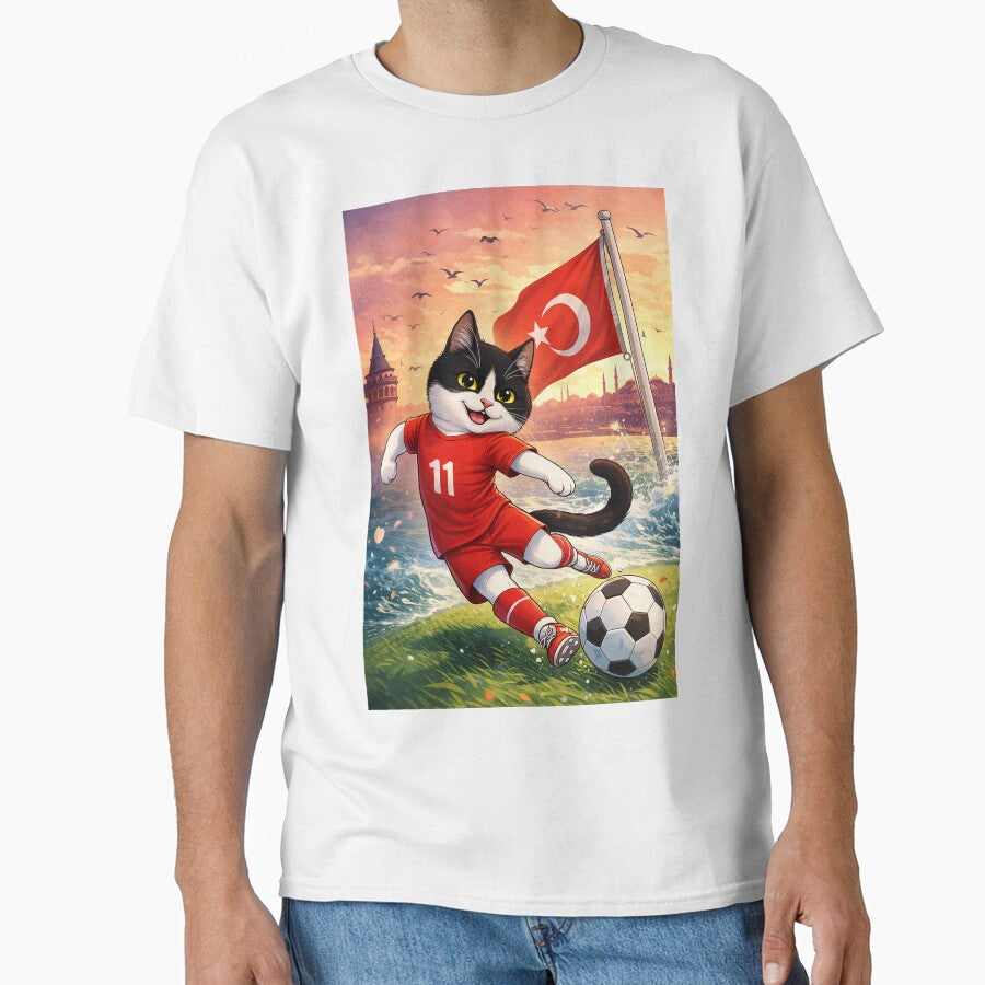 Cute Turkish Soccer Cat Istanbul Sunset – Cartoon Collage Art, Turkish  Cat Football player, World Cup 2026 by Pacika