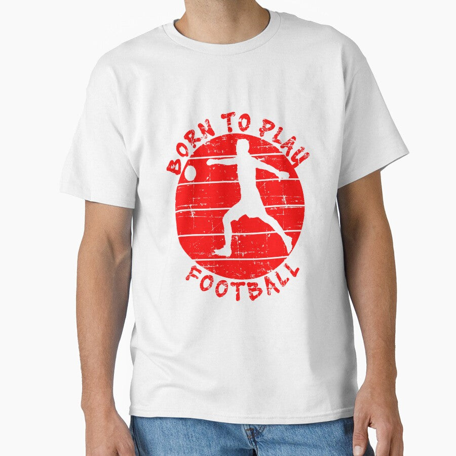 Retro Born To Play Football Distressed Effect Red Color by vineeth