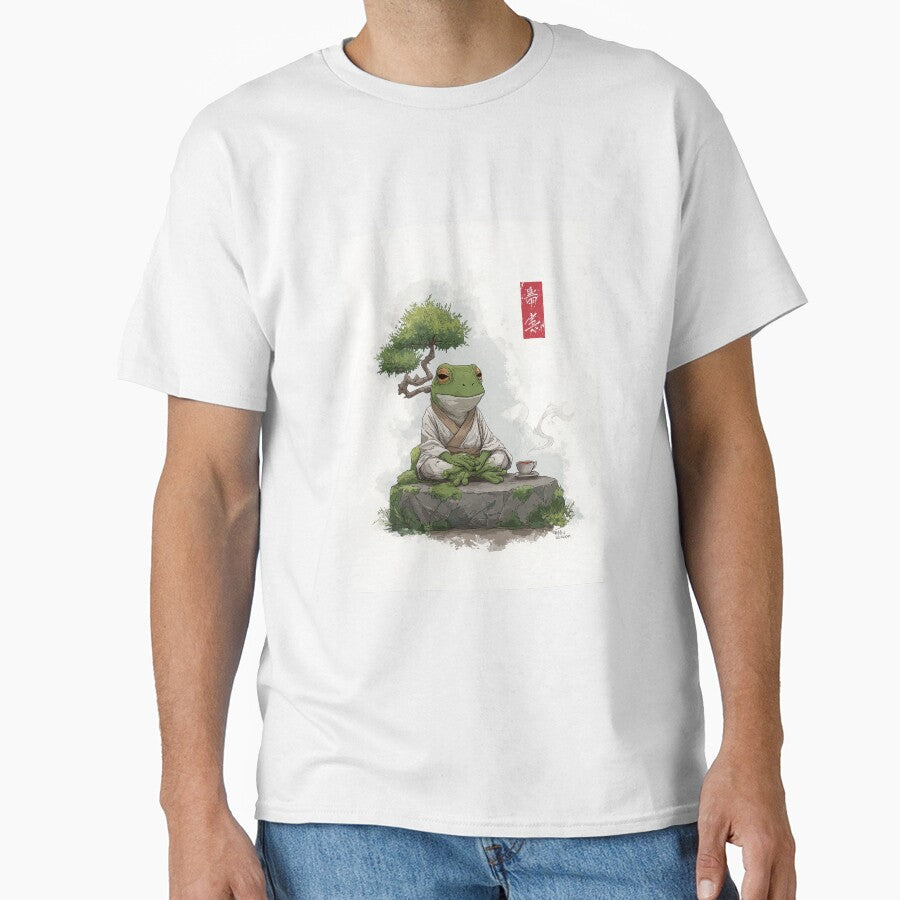 Zen Frog with Tea and Minimalist Bonsai by CreatifStudios
