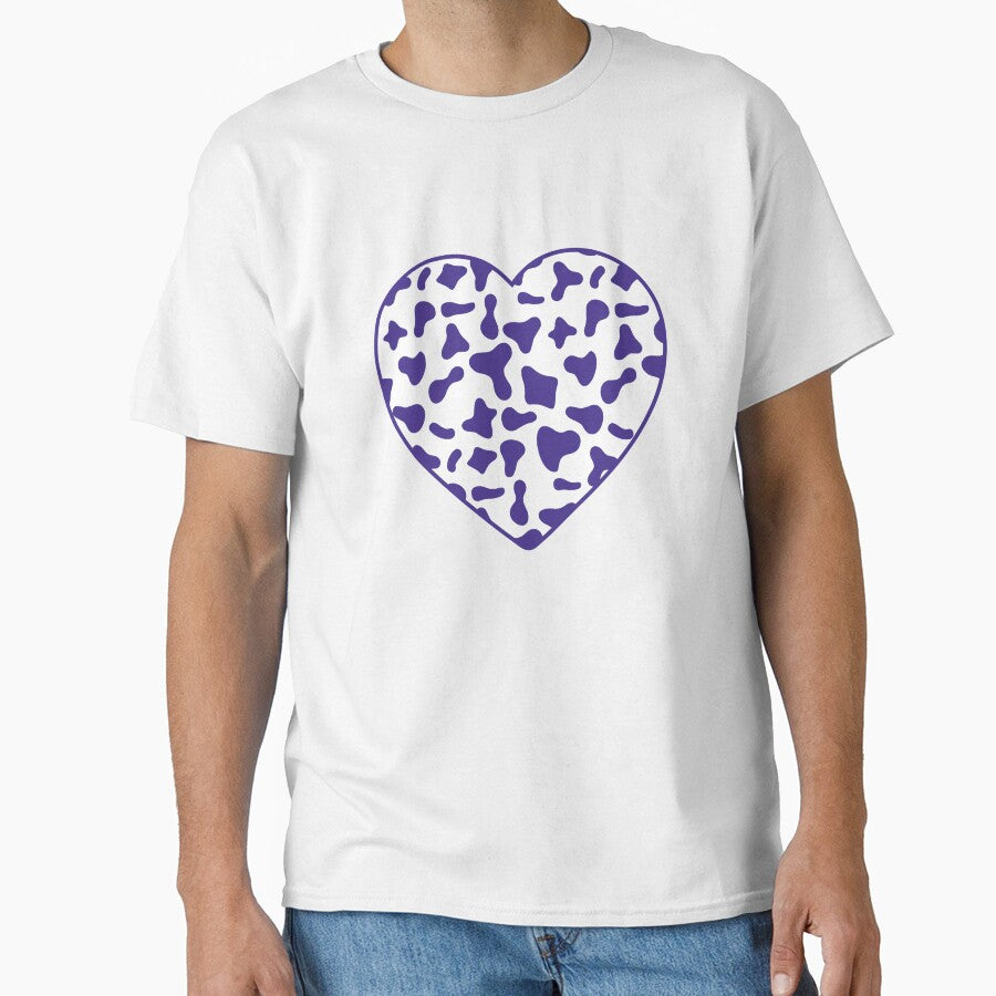 Purple Cow Pattern on White Cowhide | White Cow Skin Heart by Cow-Print-Stuff