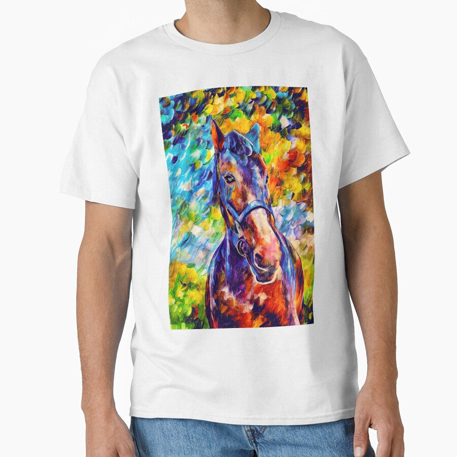 Colorful portrait of a friendly horse -  digital painting by NickoPrints