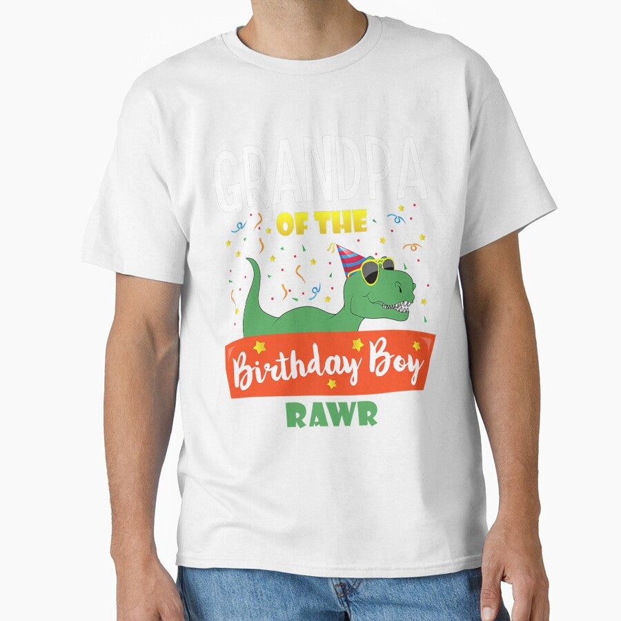 Grandpa of the Birthday Boy Shirt Dinosaur Grandparent Tees by greatblackboard