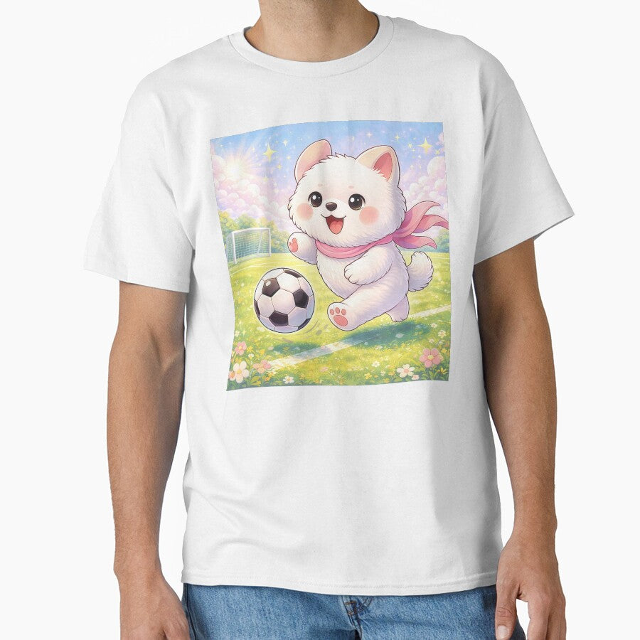 Cute Soccer Puppy Playing Football | Kawaii Dog Sports Cartoon Illustration by Furfolkz