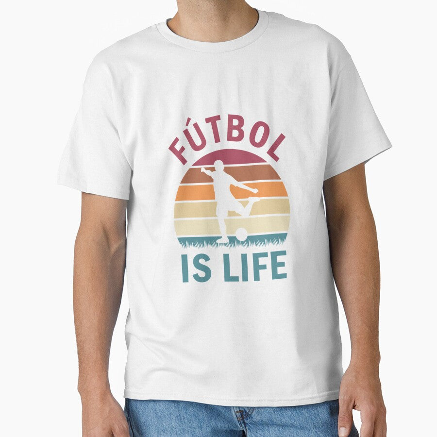 Fútbol is life football and soccer lover vintage retro sunset by CharlesHumphre