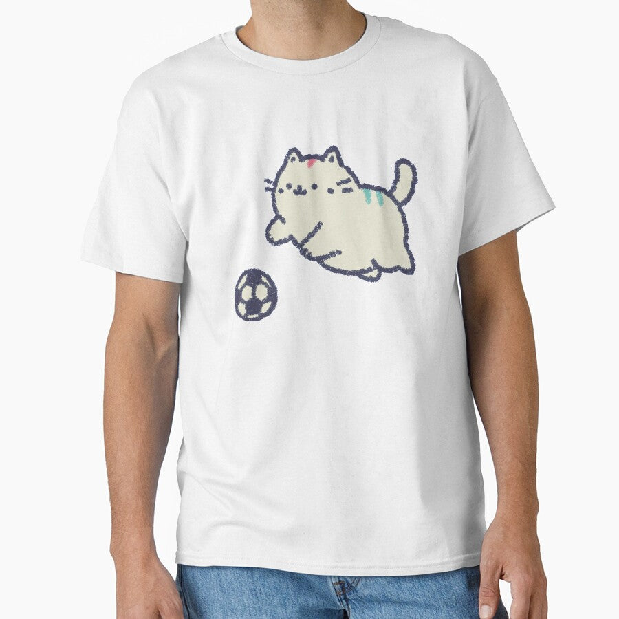 Soccer Football Cat, chubby crayon-style kawaii kitten by Magnificent Lizard