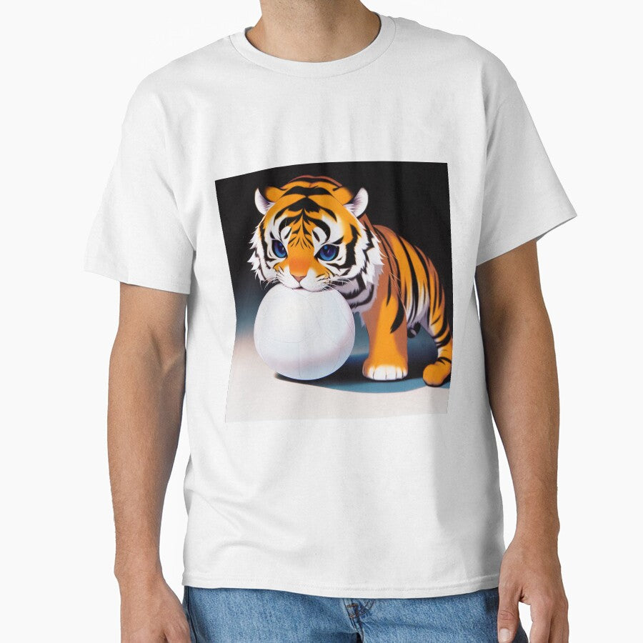 Cute Baby Tiger Playing with Soccer Ball by BAYFAIRE