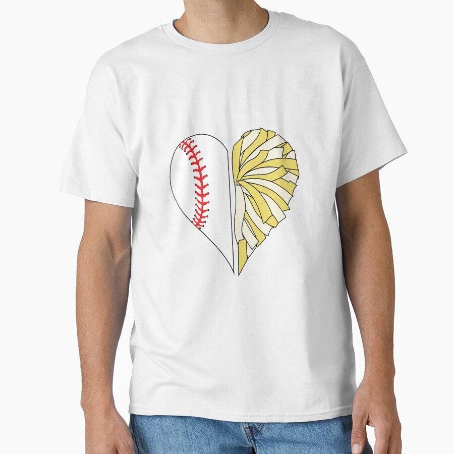 Half baseball heart and half yellow pom pom heart by PepaAnaRB