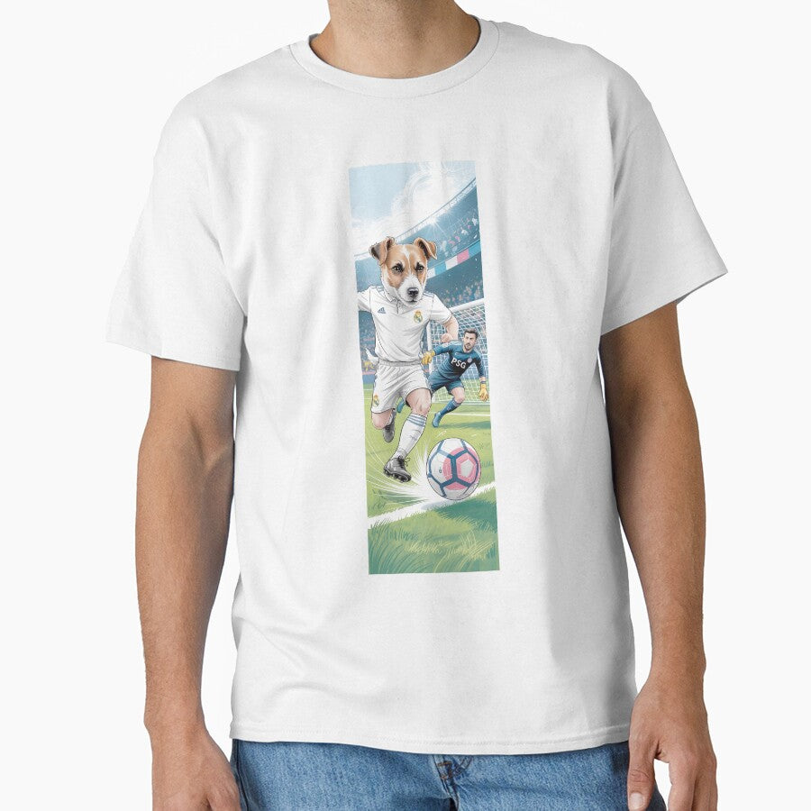 Fun Dog Playing Soccer Vs Goalie Cartoon Art By Merch, Limited Edition by COOPERFRINK