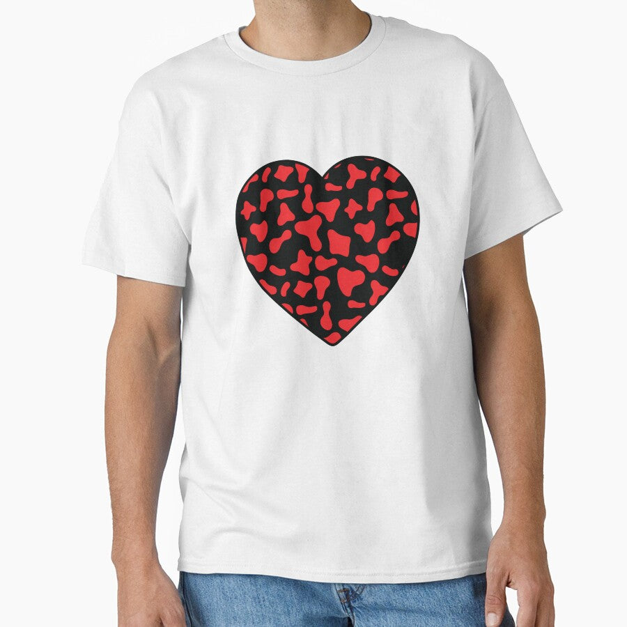 Red Cow Pattern on Black Cowhide | Black Cow Skin Heart by Cow-Print-Stuff
