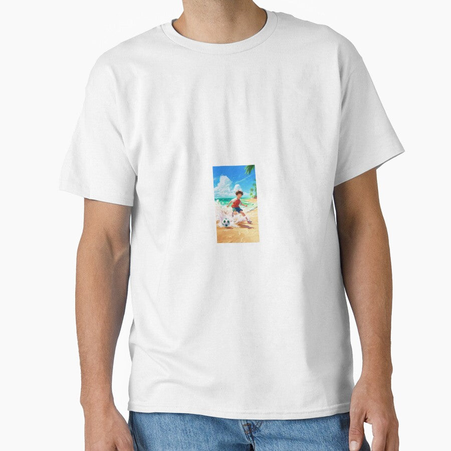 BOY PLAYING SOCCER ON THE BEACH by williamdim