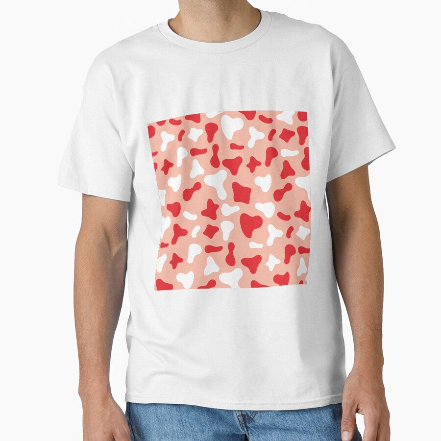 Red White Cow Pattern on Pink Cow | Holstein Cow Pattern by Cow-Print-Stuff