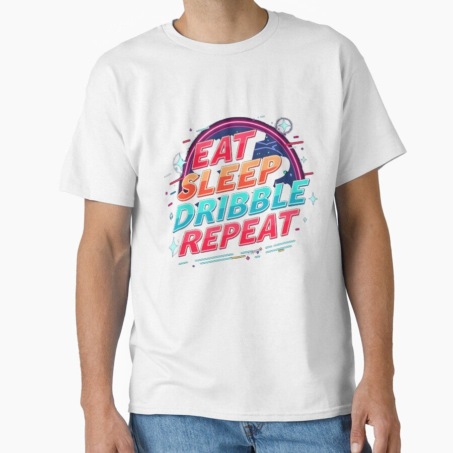Multi Colored Funny Soccer Eat Sleep Dribble Repeat Meme by MimsTees