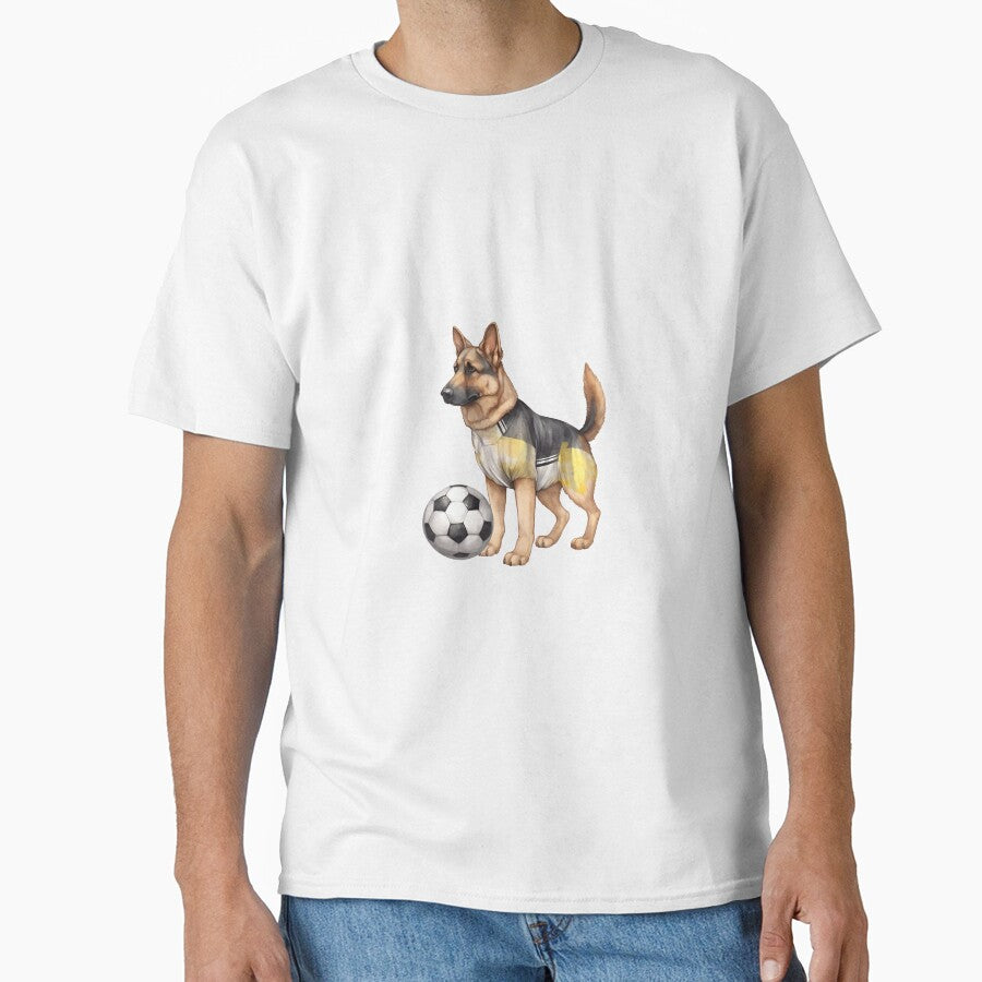 German Shepherd Dog Cute Football Soccer Player Digital Art Design by GSDDESIGNMERCH