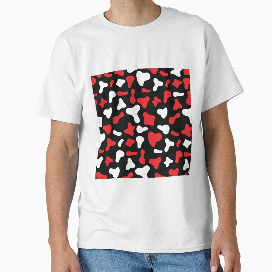 Red White Cow Pattern on Black Cow | Holstein Cow Pattern by Cow-Print-Stuff