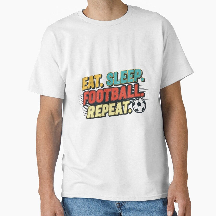 Eat Sleep Football Repeat Vintage Soccer Tee Design by Rfaneva