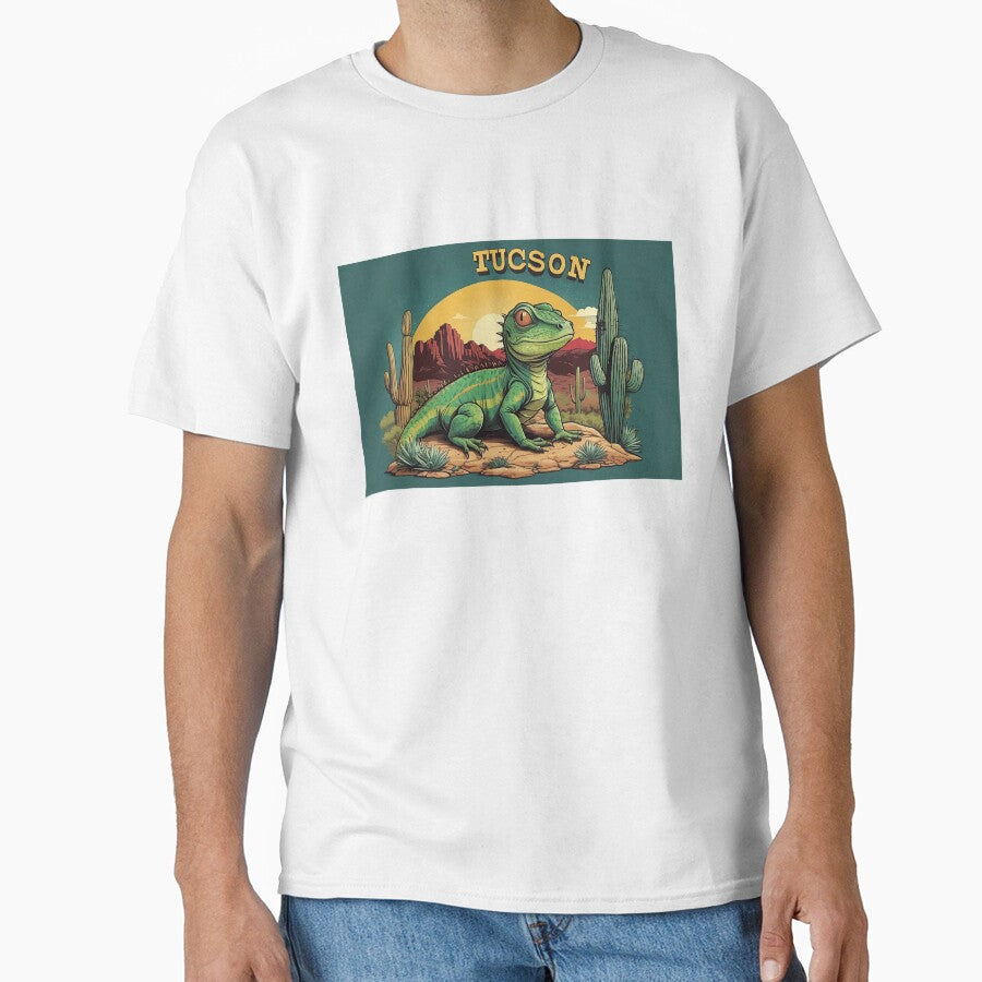 Tucson Desert Lizard on Rock with Saguaro Cactus by Moriarty's Digital Visions