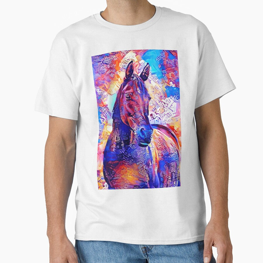Colorful Arabian horse portrait in blue and violet by NickoPrints