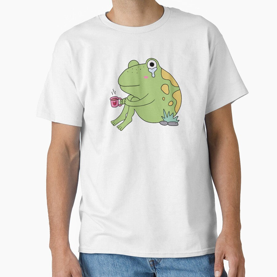 Sad Frog with Coffee Cup by YumeKurenai