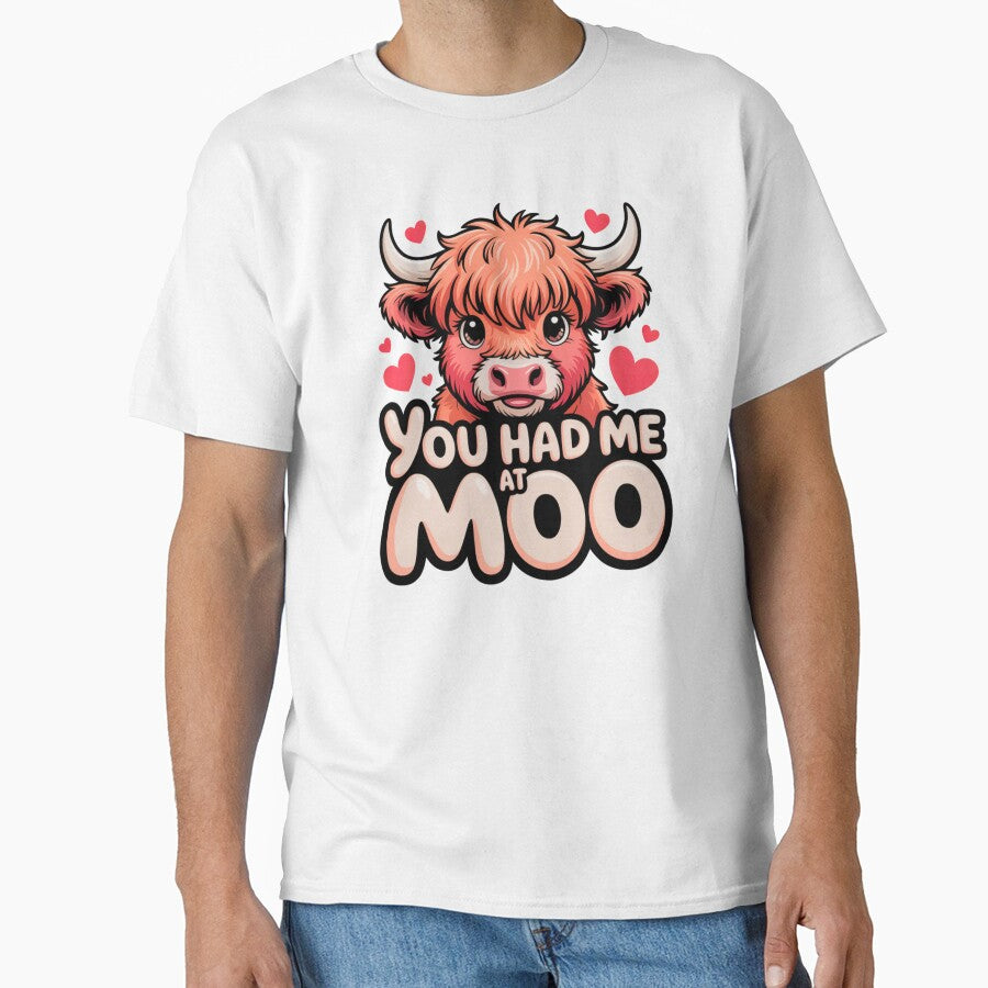 You Had Me at Moo Cute Highland Cow Valentine Design by Loviness