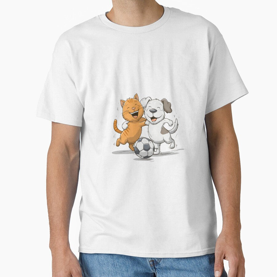 Funny Soccer Cat and Dog – Cute Football Friends Illustration by Rosomyat Design