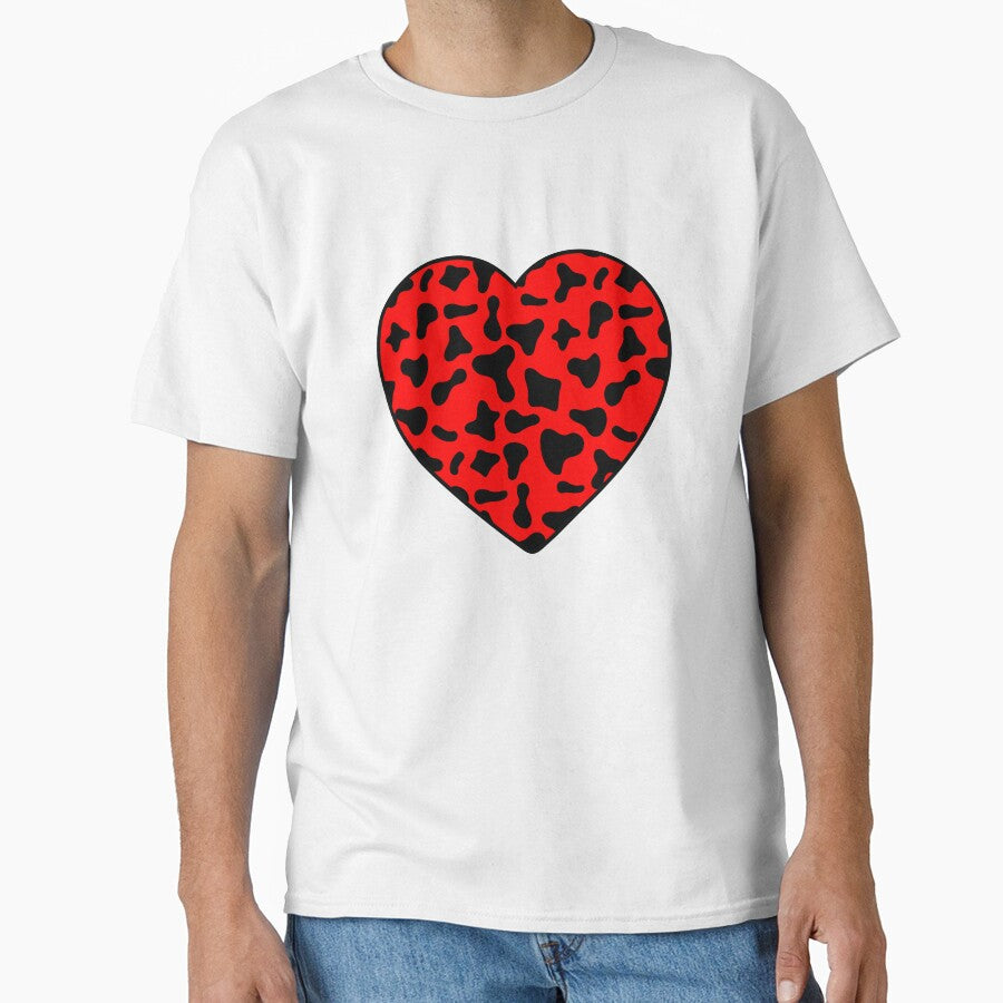 Black Cow Pattern on Red Cowhide | Red Cow Skin Heart by Cow-Print-Stuff