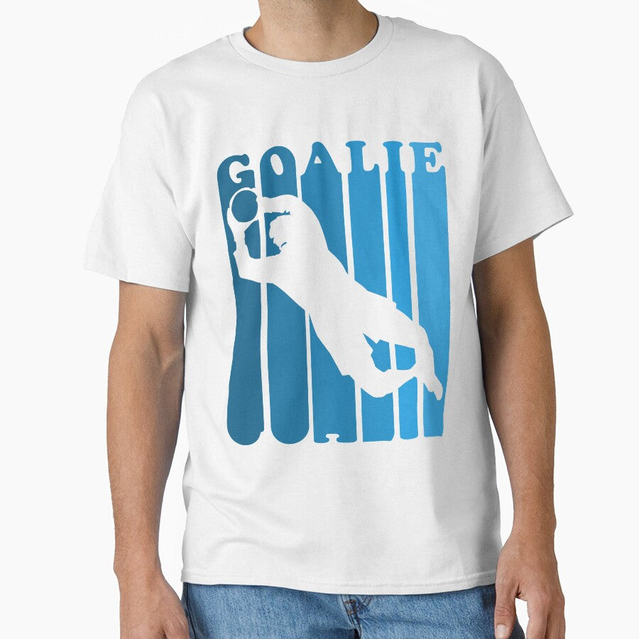 Retro 1970's Style Soccer Goalie Silhouette T-Shirt Goalie Soccer Sport by arcadetoystore