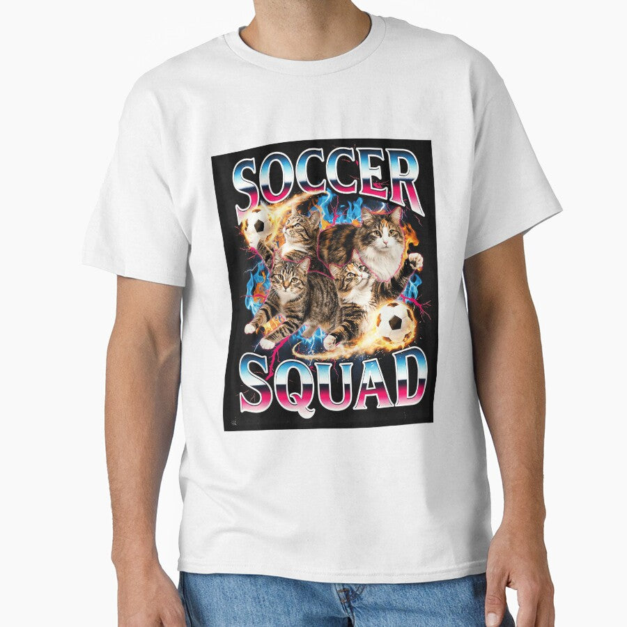 Soccer Squad Funny Cat Meme Retro 90s Bootleg Graphic Tabby by PaulTSchafer