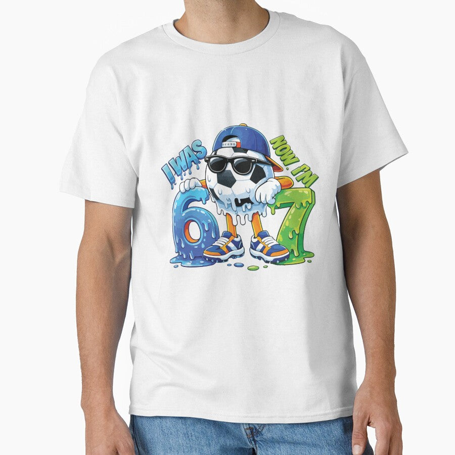I Was 6 Now I'm 7 Soccer Ball Drip Funny 7th Birthday Boy Design by kiralynstration