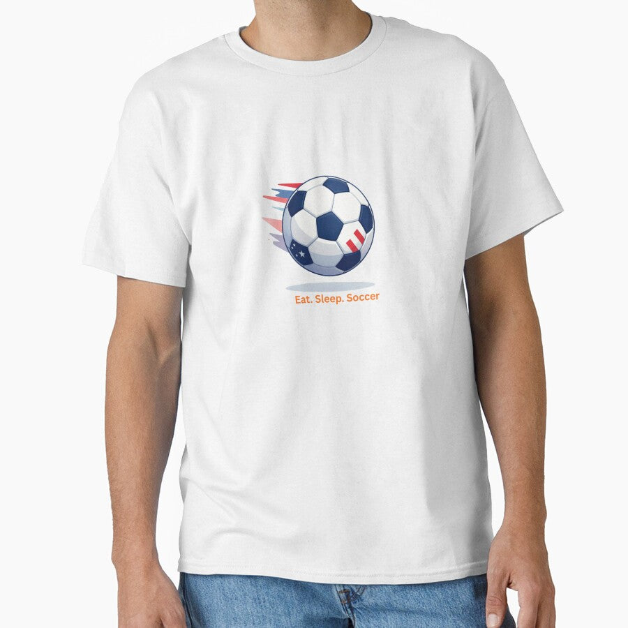 Eat Sleep Soccer Repeat Shirt, Funny Soccer Quote Tee, Soccer Fan Gift, Football Lover Apparel, Sports Lifestyle Design by gluxdesing