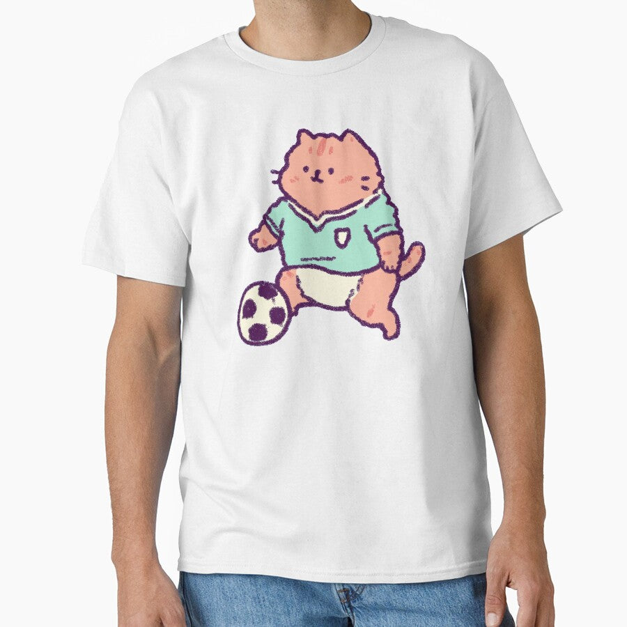 Soccer Football Cat, pastel crayon player illustration by Magnificent Lizard