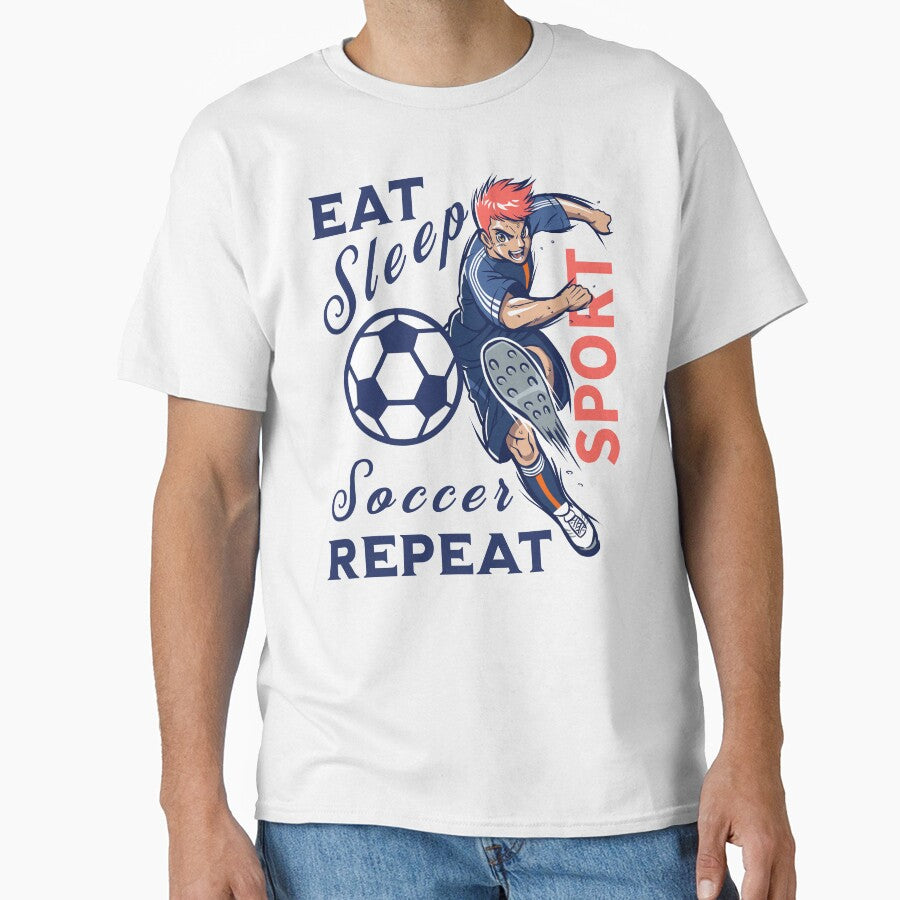 Eat Sleep Soccer Repeat Anime Boy Manga Sports Design by Abaseen