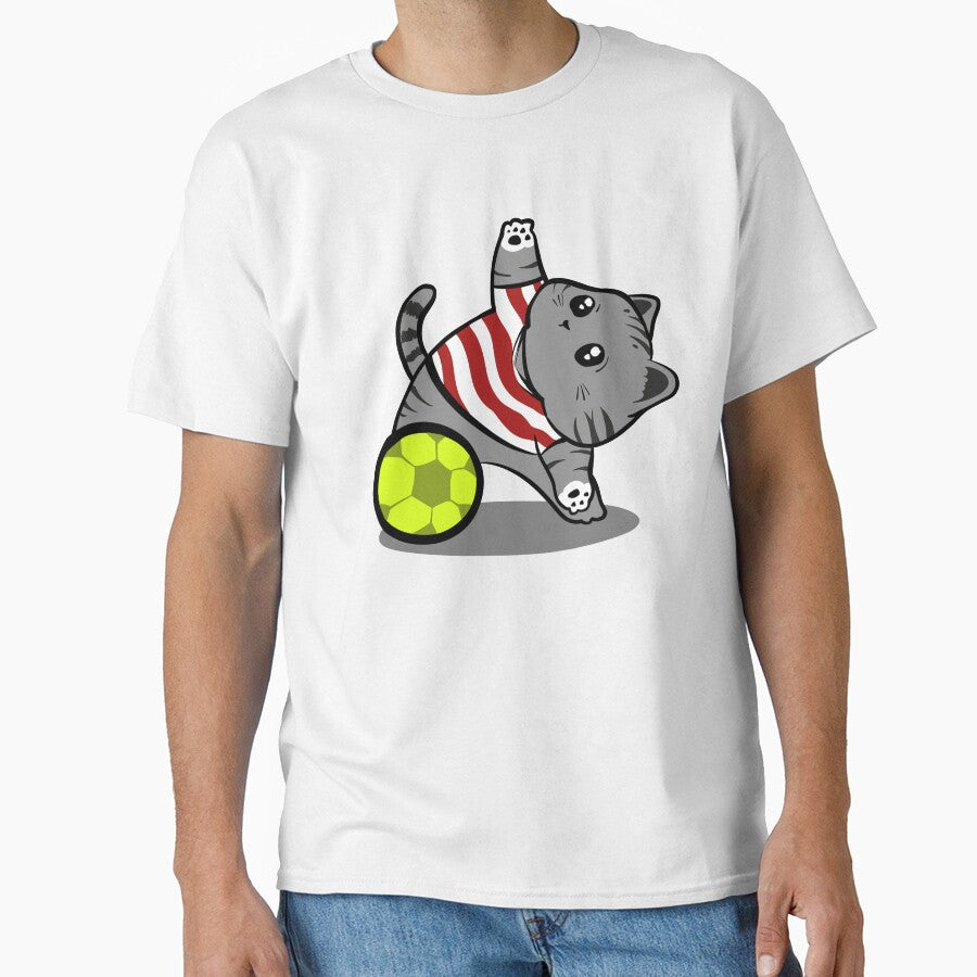 World Cup Cat – Cute grey Kitten Illustration with American costume football by arivirus
