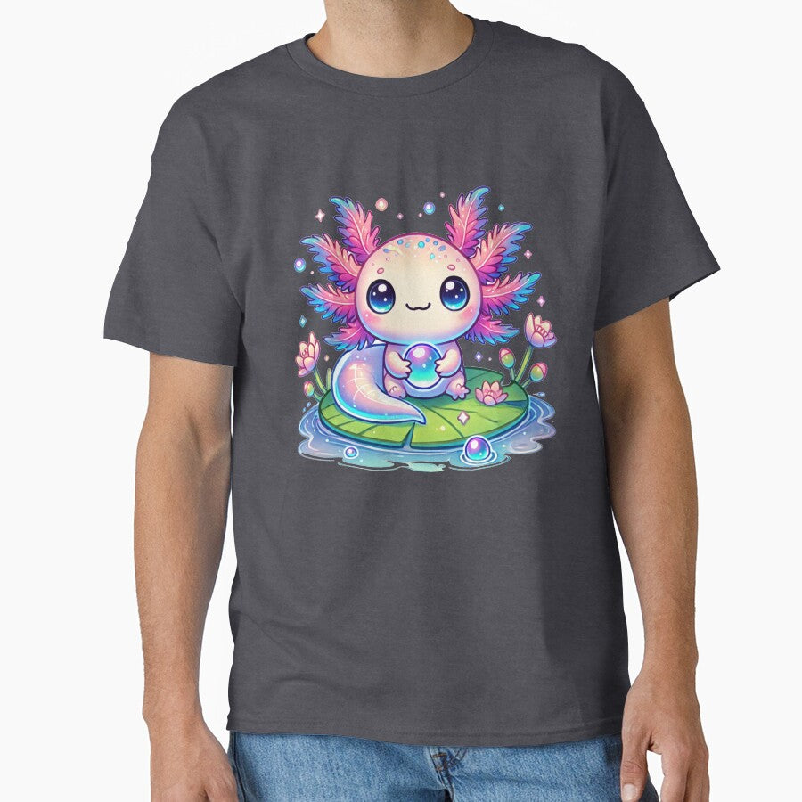 cute axolotl holding a bubble by JonelleTshirts