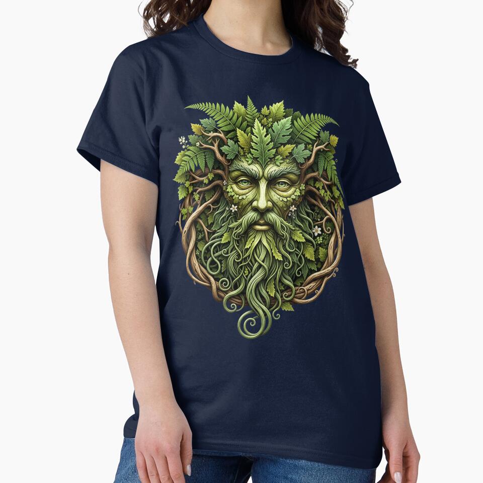 The Green Man Spirit of the Forest Folklore T-Shirt by Johan Proud Blade