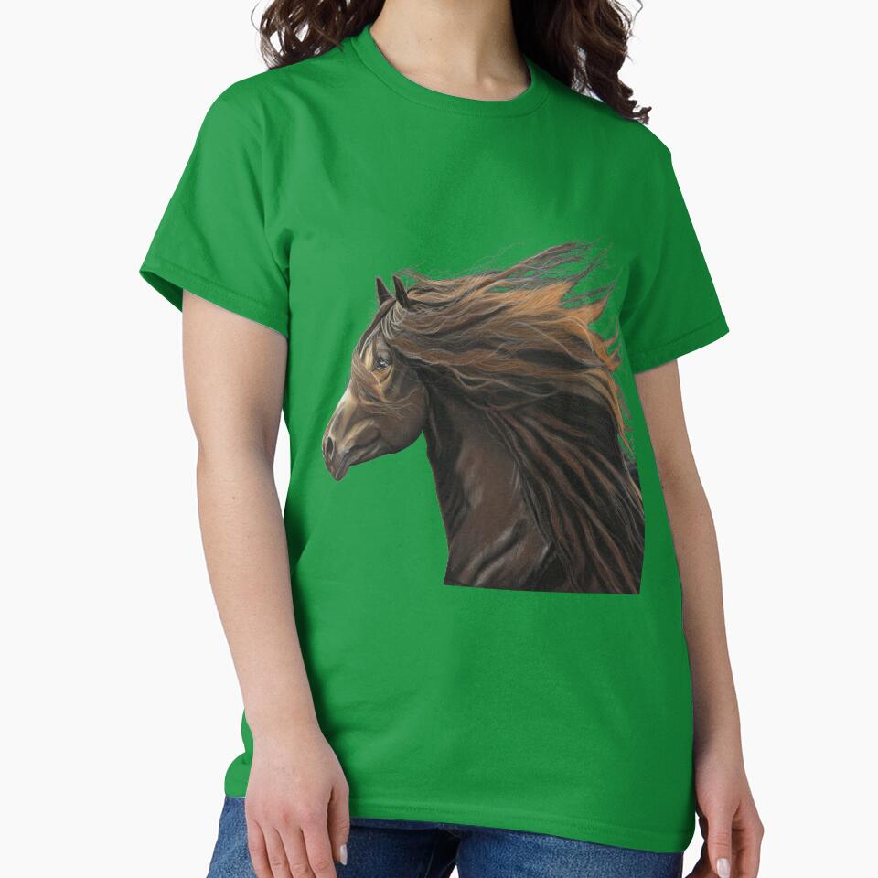 Beautiful Horse art green background - Equestrian art - horse lover by IslesArt