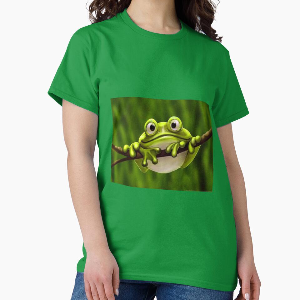 Fat Cute Little Green Frog by Rowena Jones