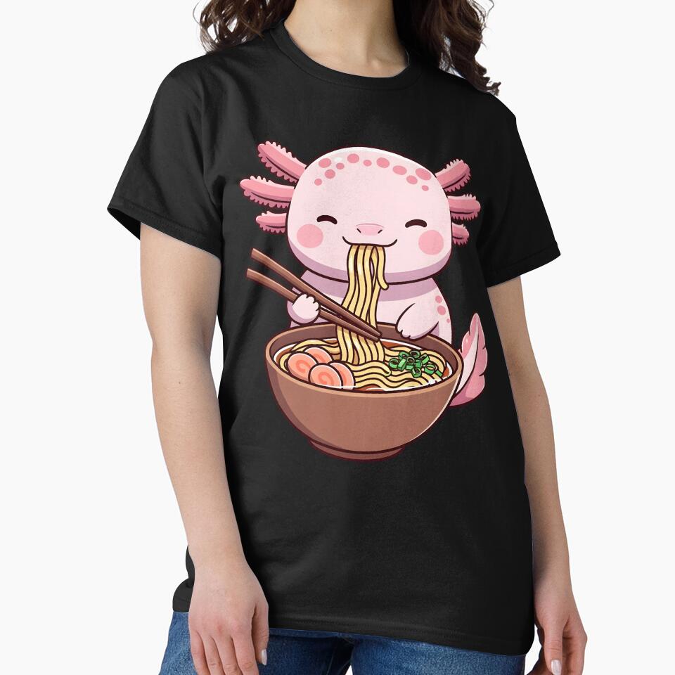 Kawaii Axolotl Eating Ramen by Clauxel