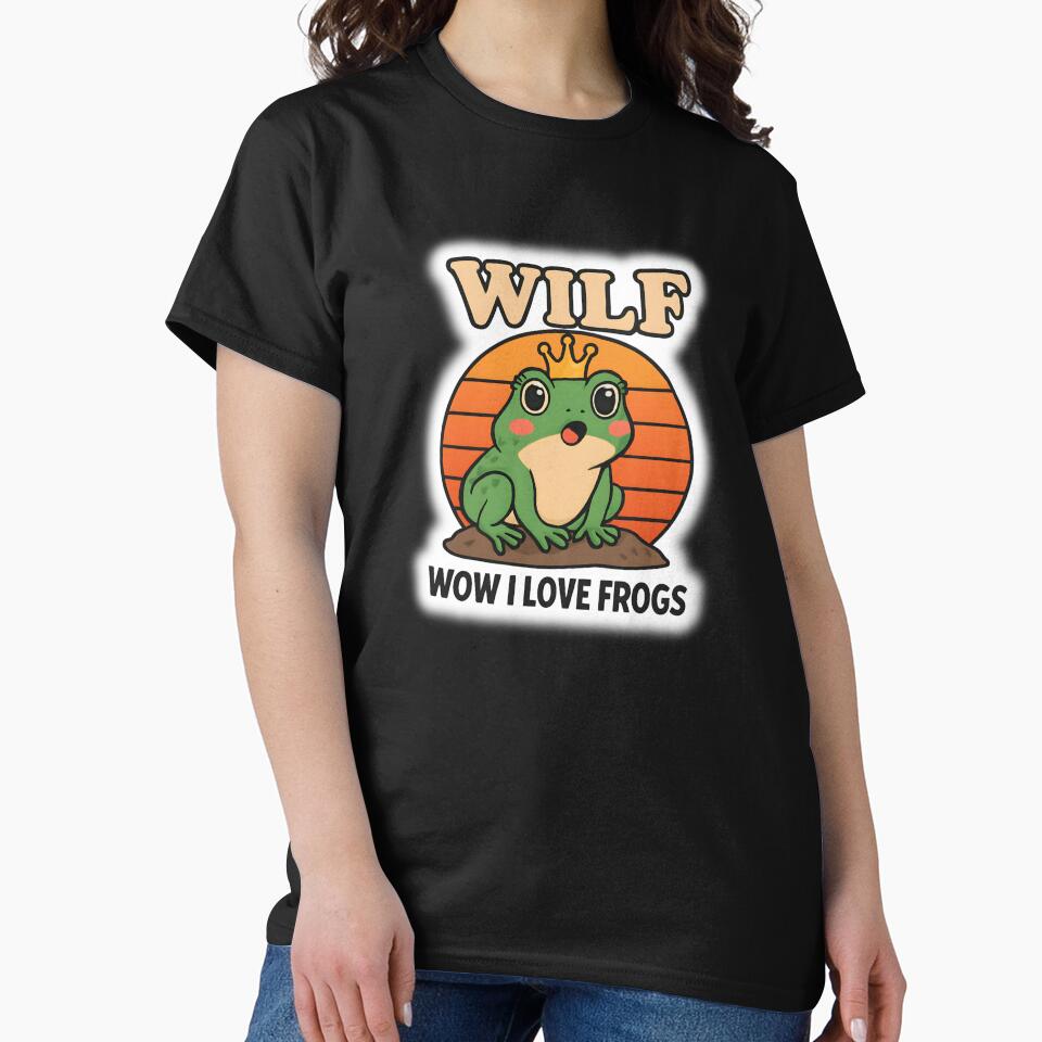 WILF Frog Vintage Design – Wow I Love Frogs Funny Meme, Retro Frog Lover Gift, Cute Animal Cartoon by Basma Designs