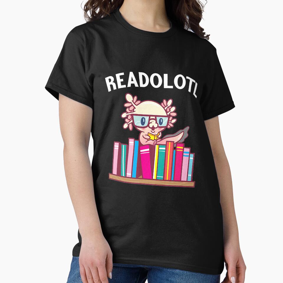 Funny Axolotl Shirt Book Reading Gift Bookworm Boys & Girls by SeleneFrances