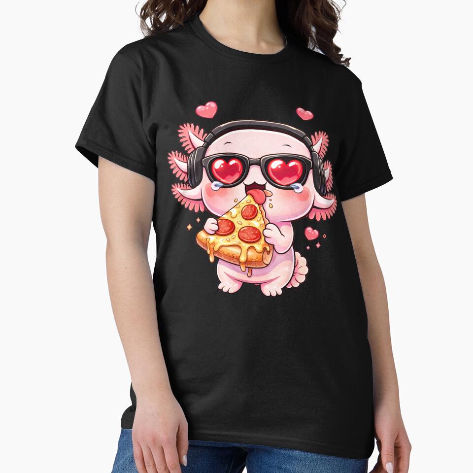 Pizza Love Axolotl – Cute Kawaii Axolotl Eating Pizza Chibi Anime Food Lover Design by ColorSplash123
