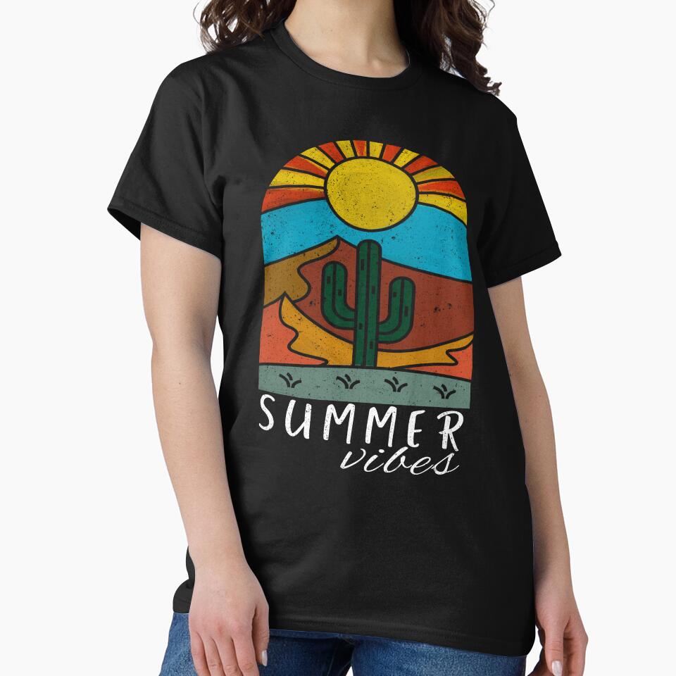 Retro Summer Vibes, Cactus and Desert Sunrise by madtoyman