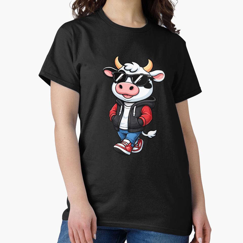 Cool Swag Cow – Stylish Hoodie Cow Cartoon | Modern Street Lifestyle Design by ColorSplash123