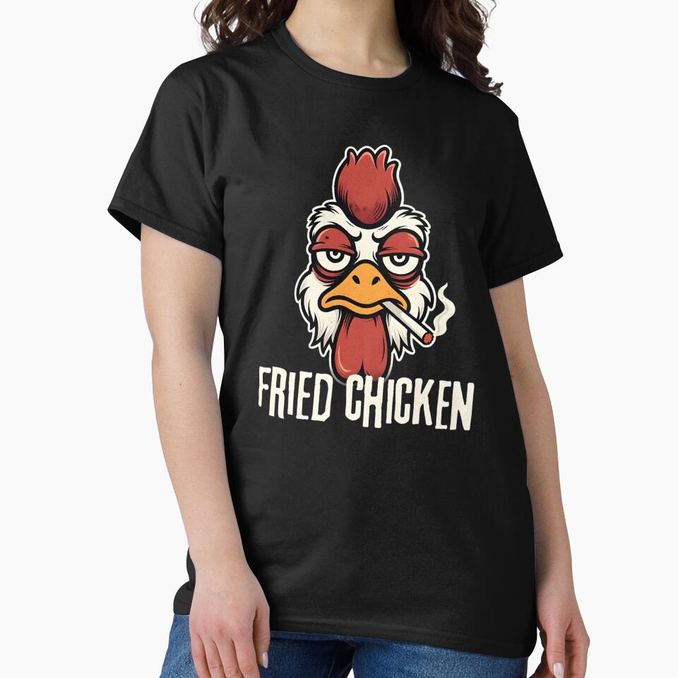Smokin' Fried Chicken Retro Cartoon Mascot by TshirtsOnline-