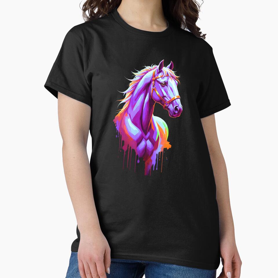 Neon Psychedelic Horse Glow Splash | Vibrant Fantasy Art by ExploreAura Studio
