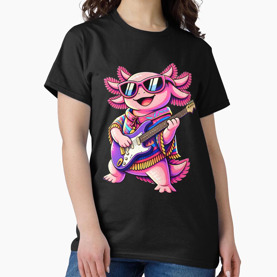 Rockstar Axolotl Playing Guitar – Cool Pop Art Music Animal Illustration by ColorSplash123