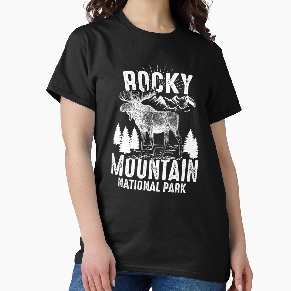 Rocky Mountain National Park Moose Gift Tshirt by Clavitaps
