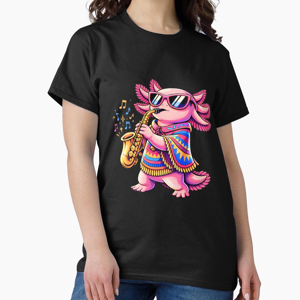 Cool Jazz Axolotl Playing Saxophone – Stylish Pop Art Music Illustration by ColorSplash123