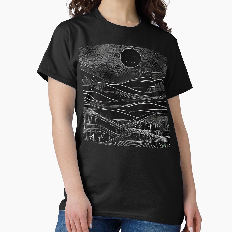 Abstract Night Landscape – Black and White Art 89 by AI Crypto Warlord