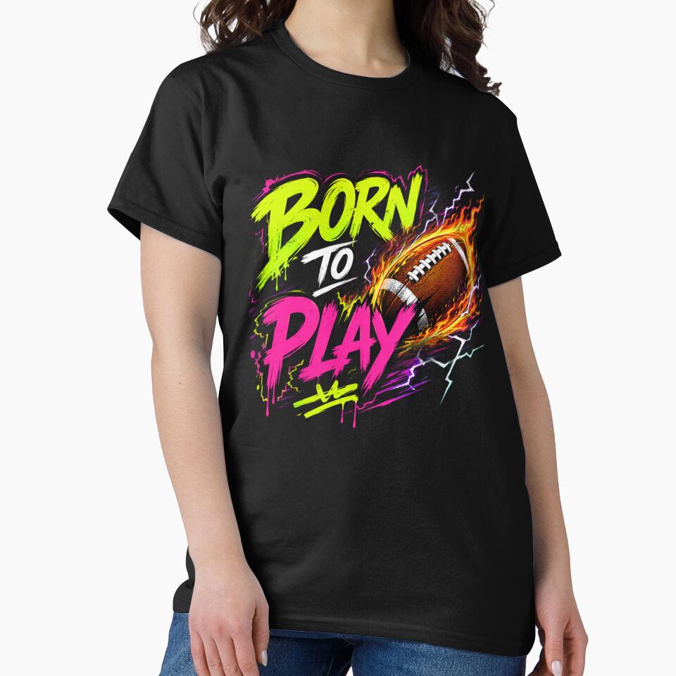 Born To Play Football Graffiti Design | Neon Soccer Ball Flames Streetwear by DoneAndDusted